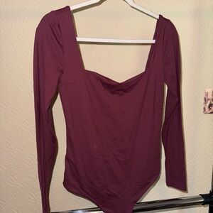 Nuuds Red square neck Long Sleeve Bodysuit